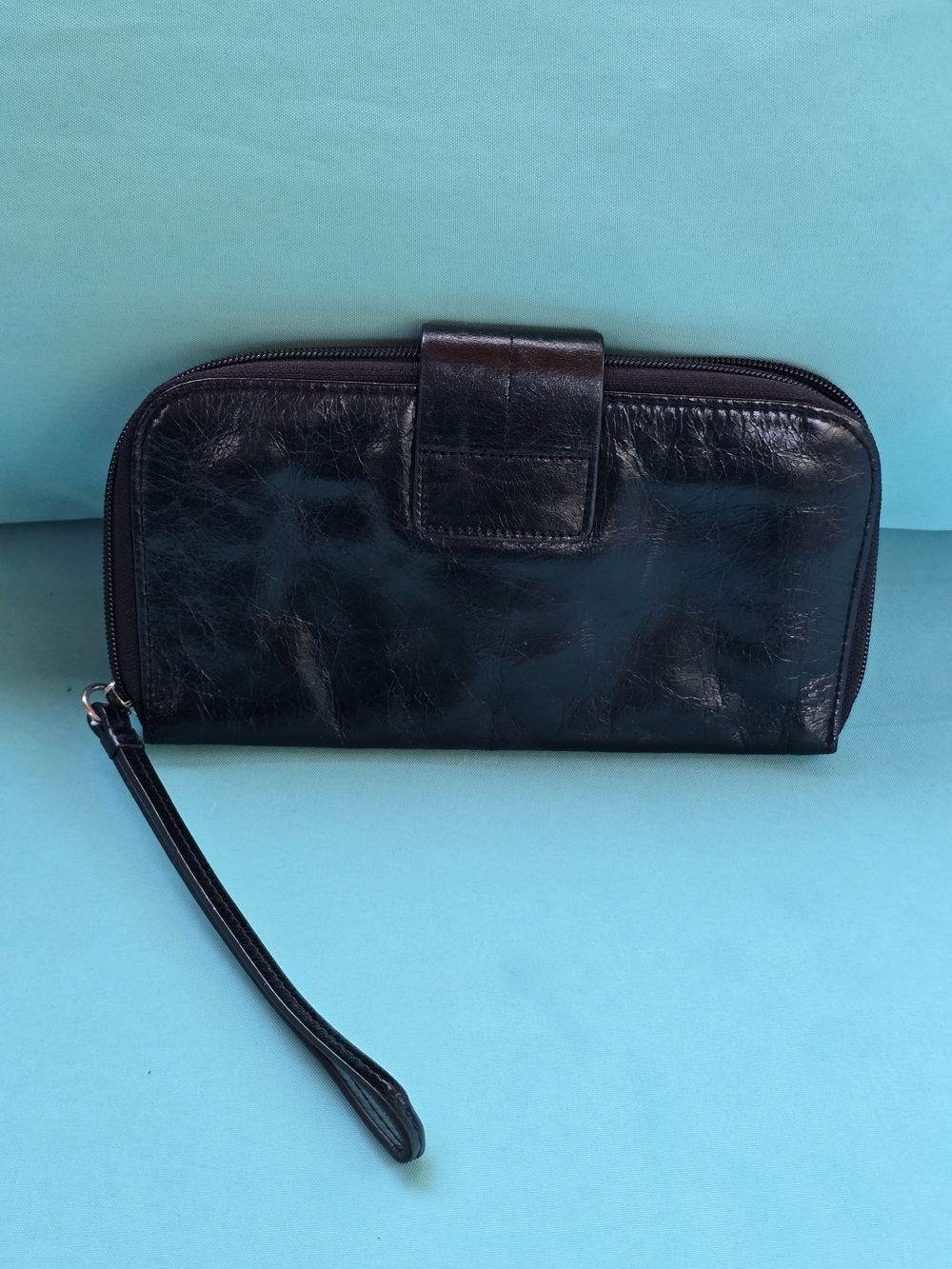 Ginger Michelle Italian Leather Wallet Wristlet - Black - Picture 2 of 6